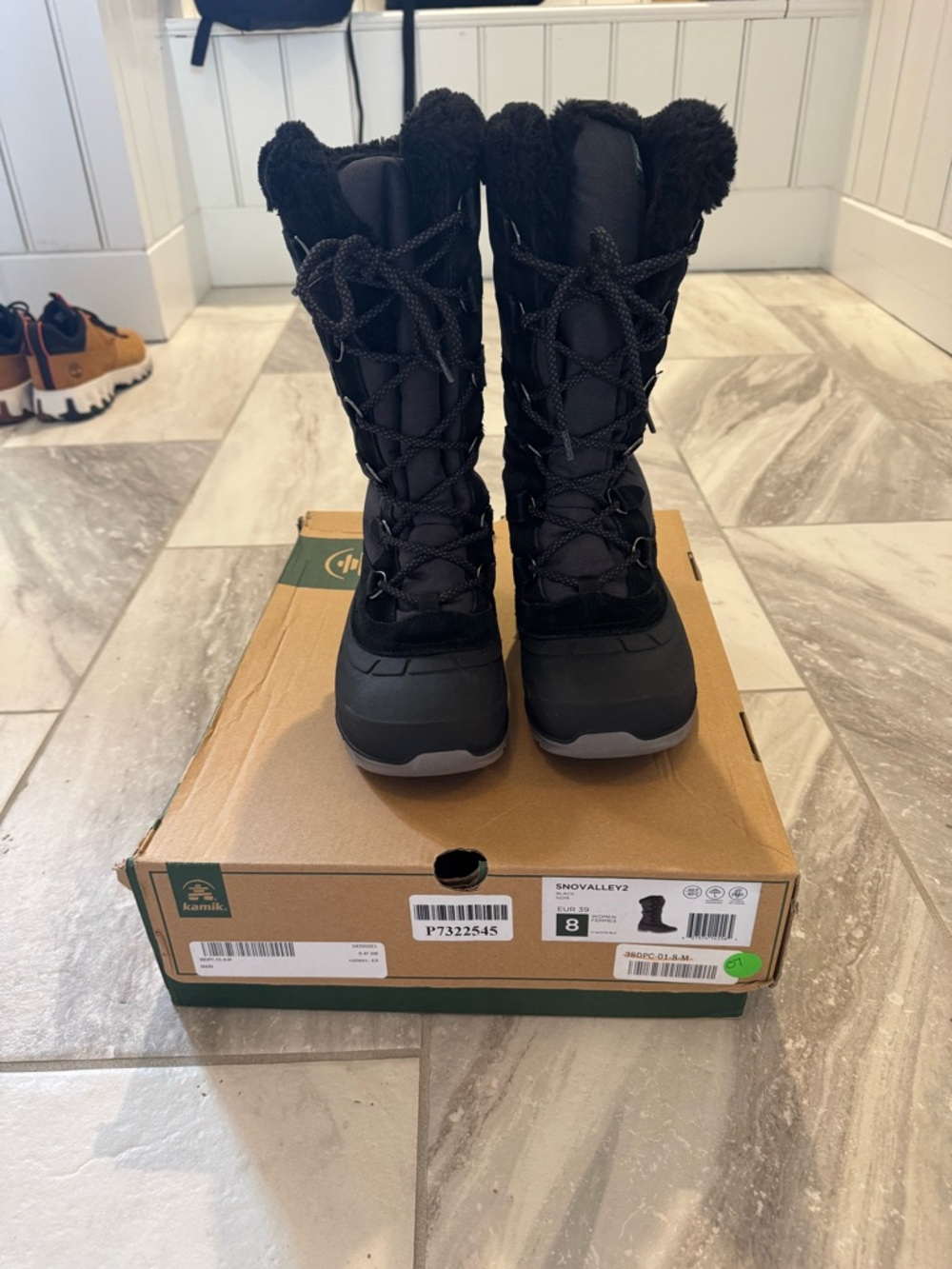 Kamik Black Faux-Fur Tall Lace-Up Winter Boots